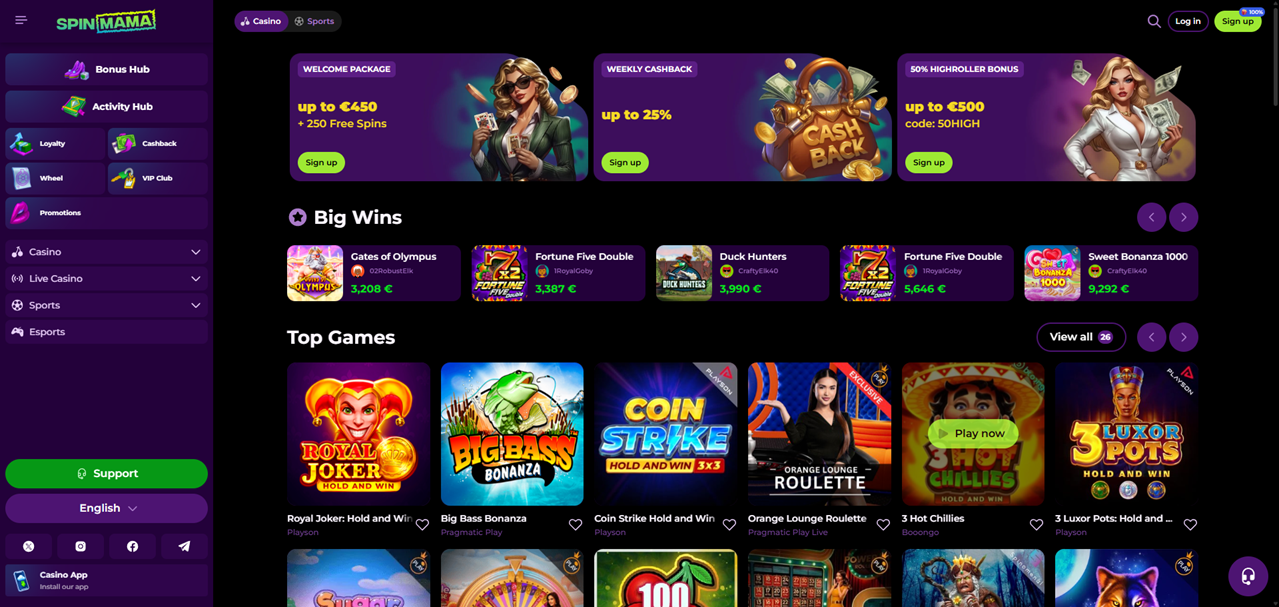 Najlepsze z Spinmama Casino – Twoje miejsce na wygraną
